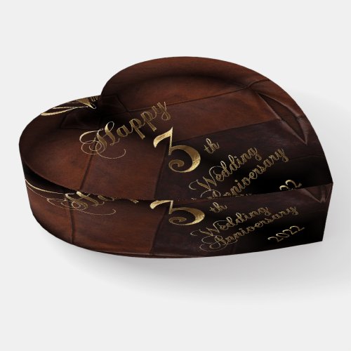 2022 Leather Wedding Happy 3th Anniversary Paperwe Paperweight