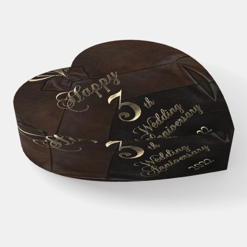 2022 Leather Wedding Happy 3th Anniversary Paperweight