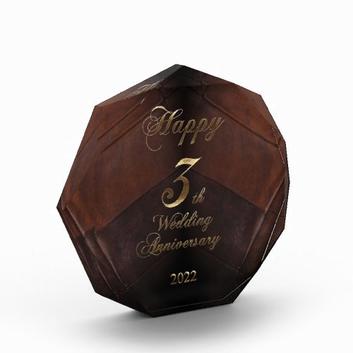 2022 Leather Wedding Happy 3th Anniversary Photo Block