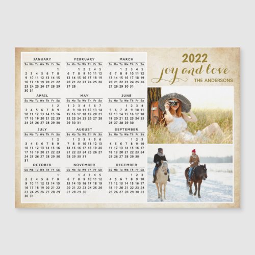 2022 Magnetic Calendar Custom Photo Family Name