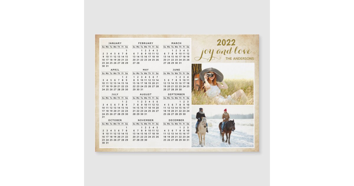 2022 Magnetic Calendar Custom Photo Family Name | Zazzle