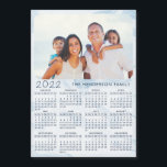 2022 Magnetic Calendar Family Photo Pastel Blue<br><div class="desc">This blue 2022 magnetic calendar is easy to personalize with the family name and custom photo to create a unique present for loved ones. Click "Personalize this template" and change the photo to get the result with the same stylish frame-look edges around the picture. The 2022 magnetic photo calendar for...</div>