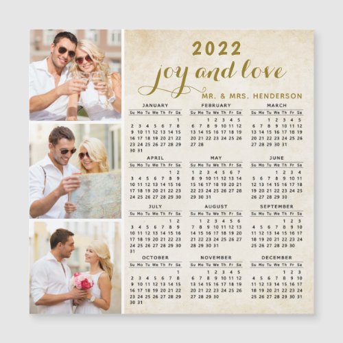 2022 Magnetic Fridge Calendar Custom Photo Beige
