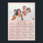 2022 Magnetic Photo Calendar Blush Pink Girly<br><div class="desc">This blush pink photo 2022 magnetic calendar is perfect to be on track during the year. It's a cute gift idea for Christmas and New Year.</div>