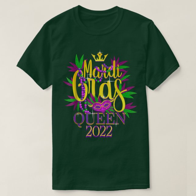 2022 Mardi Gras Queen Crown Mask, 2022 Mardi Gras  T-Shirt (Design Front)