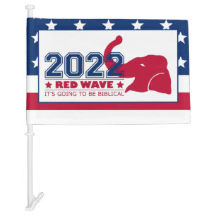 2022 Midterm Elections RED WAVE Red Elephant USA Car Flag
