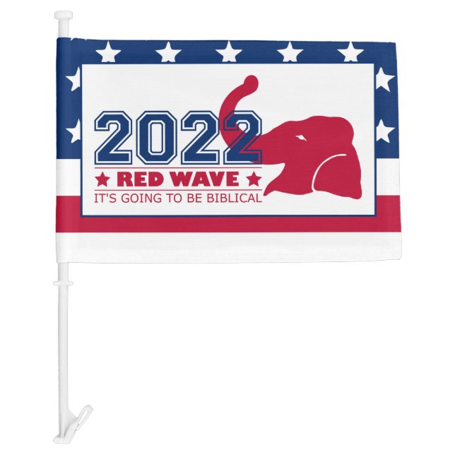 2022 Midterm Elections RED WAVE Red Elephant USA Car Flag (Front)