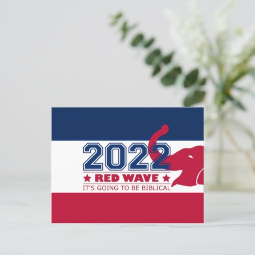 2022 Midterm Elections Red Wave Red Elephant USA Postcard