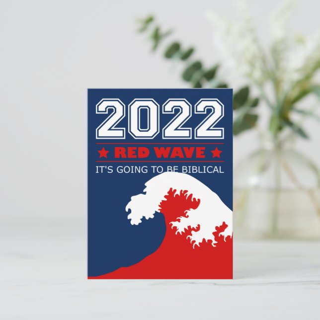  2022 Midterms RED WAVE It's Going To Be Biblical Postcard (Standing Front)