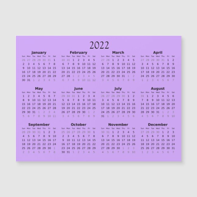 2022 Mini Calendar Magnetic Invitation (Front)