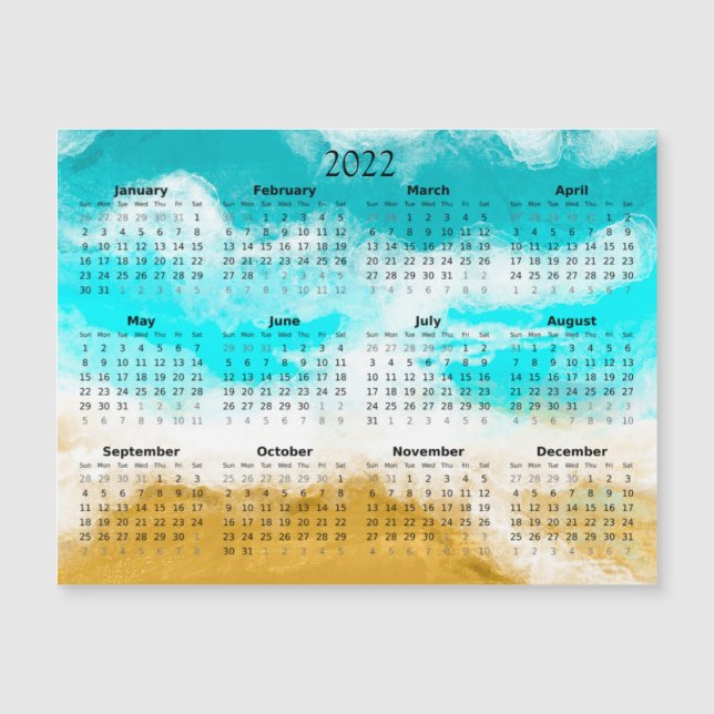 2022 Mini Calendar Magnetic Ocean Magnetic Invitation (Front)