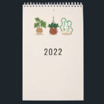 2022 Minimal Design Calendar With Houseplants<br><div class="desc">Vertical,  small desk 2022 calendar with simple and minimal design.</div>