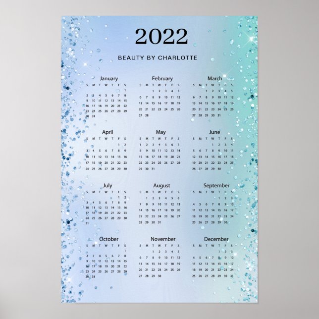 2022! Modern Glitter Calender Poster (Front)