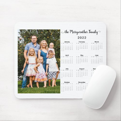 2022 Modern Minimalist Family Name Photo Calendar Mouse Pad