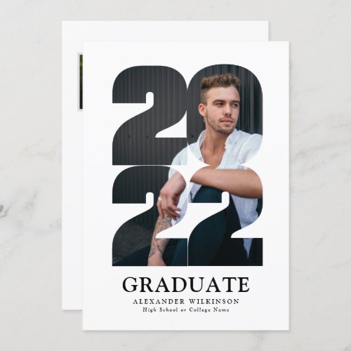 2022 Modern Typography Trendy 4 Photo Graduation Announcement