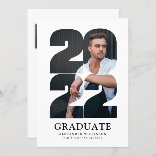 2022 Modern Typography Trendy 4 Photo Graduation Invitation