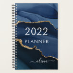 2022 Navy Blue Gold Agate Geode Script Monogram Planner<br><div class="desc">2022 Navy Blue and Gold Agate Geode Monogram Add Your Own Script Name 2021 Calendar Wedding Event Planner. This makes the perfect sweet 16 birthday,  wedding,  bridal shower,  anniversary,  baby shower or bachelorette party gift for someone that loves glam luxury and chic styles.</div>