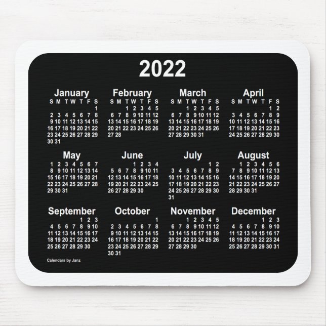 2022 Neon White Calendar by Janz Two Tone Mouse Pad (Front)