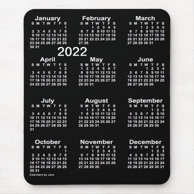 2022 Neon White Large Print Calendar by Janz Mouse Pad (Front)