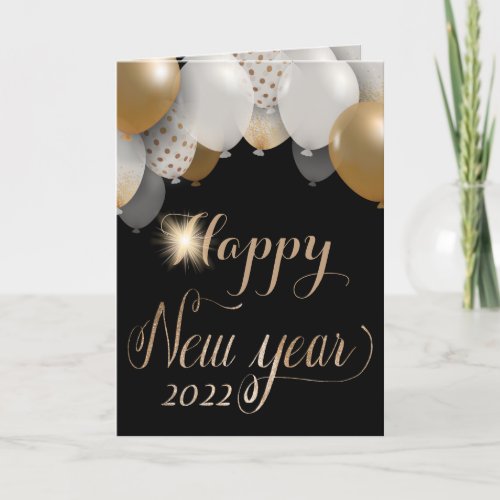 2022 New Year Black And Gold Holiday Card