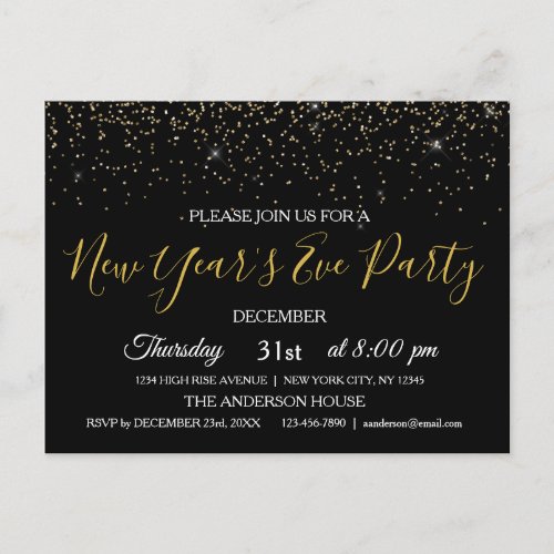 2022 New Years Eve Party Glitter Sparkle Invite