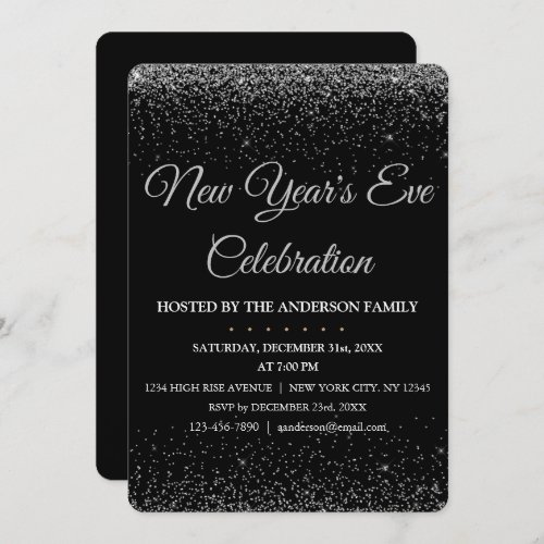 2022 New Years Eve Party Sparkle Glitter Invitation