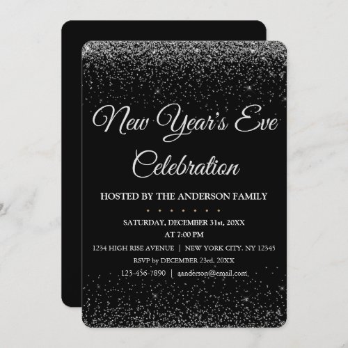 2022 New Years Eve Party Sparkle Glitter Invitation