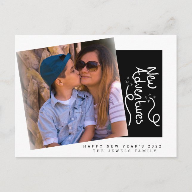 2022 New Years Photo Hand Lettering Postcard (Front)