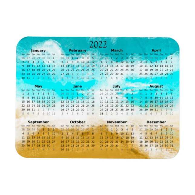 2022 Ocean Beach Calendar Mini Magnet (Horizontal)