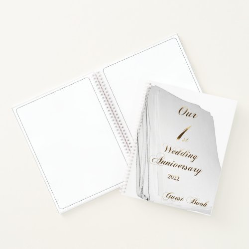 2022 Paper Wedding Our 1st Anniversary Guestbook Notebook