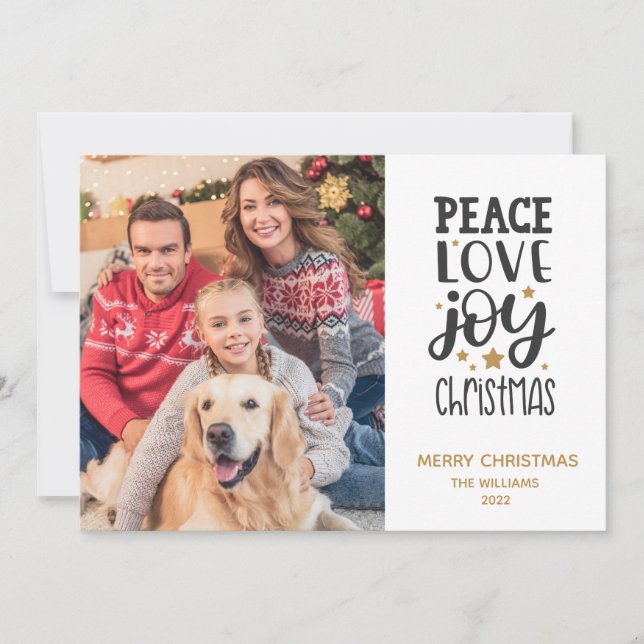 2022 Peace Love Joy Photo Christmas Holiday Card (Front)