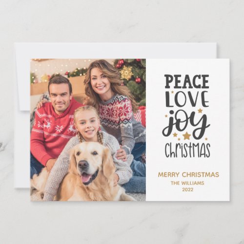 2022 Peace Love Joy Photo Christmas Holiday Card