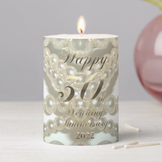 2022 Pearl Wedding 30th Anniversary Pillar Candle (In Situ)