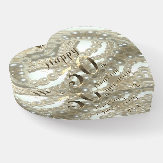 2022 Pearl Wedding Happy 30th Anniversary Paperweight (Angled)