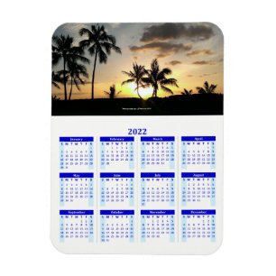 2022 Personalized Blue Photo Calendar Vert Magnet