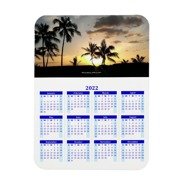 2022 Personalized Blue Photo Calendar Vert Magnet (Vertical)