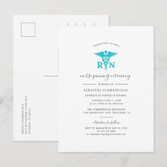 2022 Photo Nurse Graduation Pinning Ceremony Invitation Postcard (Front/Back)
