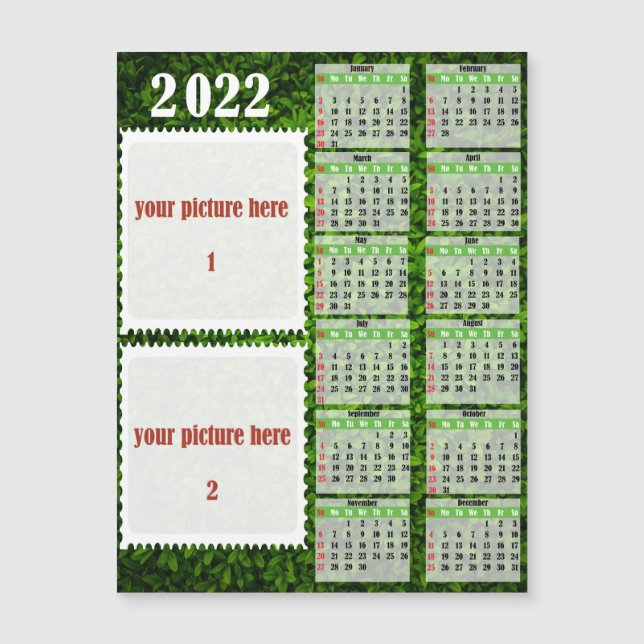 2022 Photo Personalized Calendar Fridge Magnet (Front)