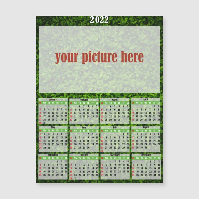 2022 Photo Personalized Fridge Magnet Calendar (Front)