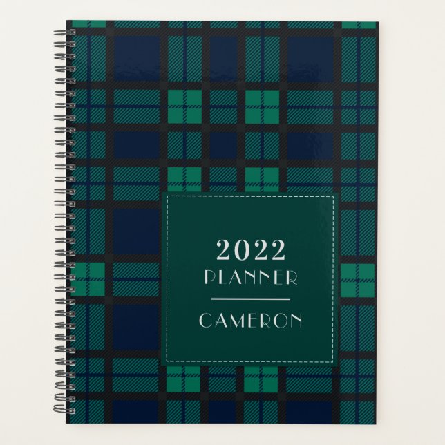 2022 Plaid Clan Blackwatch Tartan Green Checkered Planner (Front)