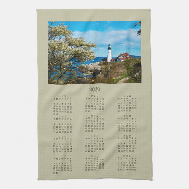 2022 Portland Head Maine Lighthouse Calendar Kitchen Towel (Vertical)