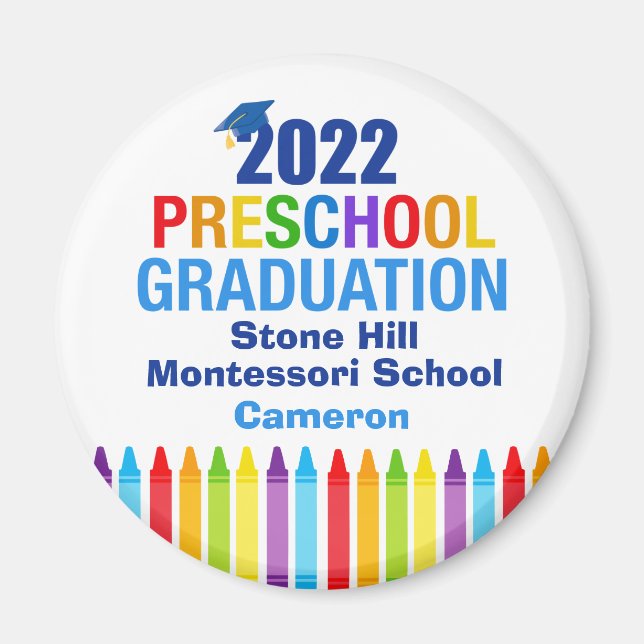 2022 Preschool Graduation Cute Crayon Custom PreK Magnet (Front)
