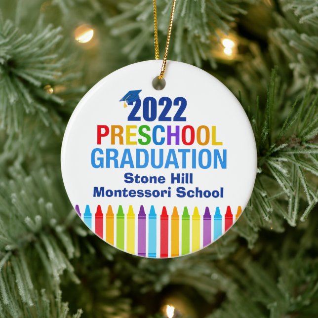 2022 Preschool Graduation Cute Custom Graduate Ceramic Ornament (Tree)