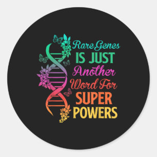 2022 Rare Disease Day Awareness Zebra Ribbon Dna F Classic Round Sticker