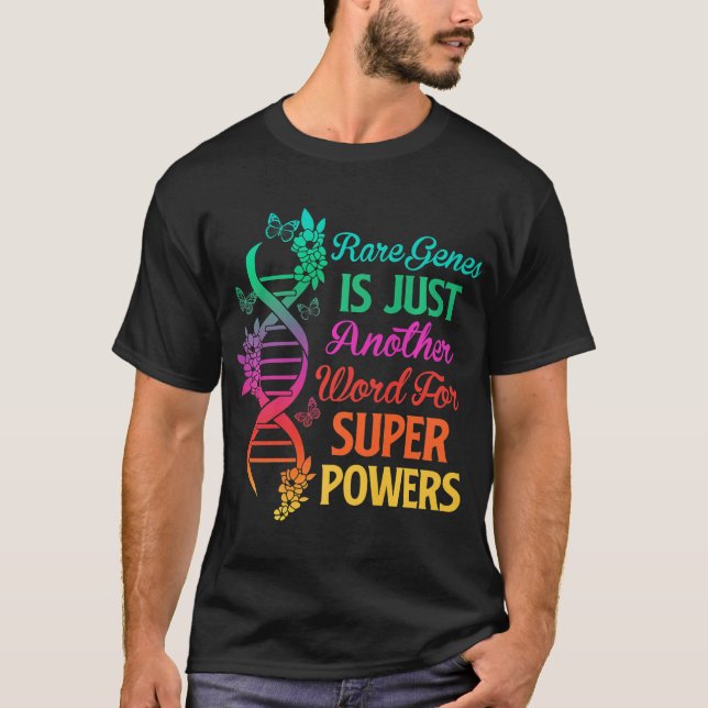 2022 Rare Disease Day Awareness Zebra Ribbon DNA F T-Shirt (Front)