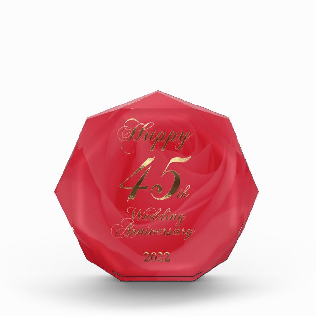 2022 Red Sapphire Wedding 45th Anniversary Acrylic Award (Front)