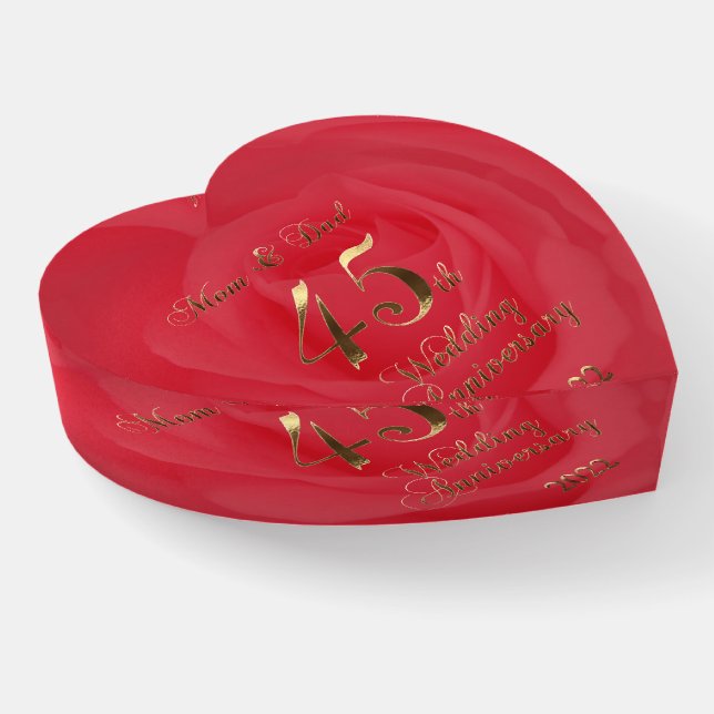 2022 Red Sapphire Wedding 45th Anniversary Parents Paperweight (Angled)