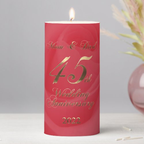 2022 Red Sapphire Wedding 45th Anniversary Parents Pillar Candle