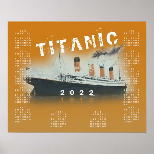 2022 RMS Titanic Burnt Orange Calendar Poster (Front)