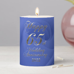 2022 Rose Blue Sapphire Wedding 65th Anniversary Pillar Candle
